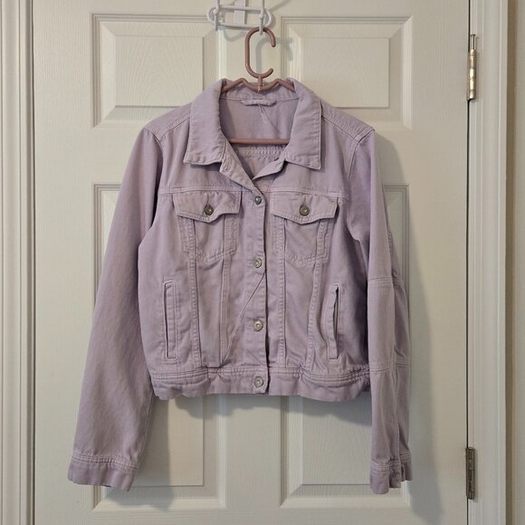 Free People 'Rumors' Lavender Denim Jacket Size L - Picture 1 of 5